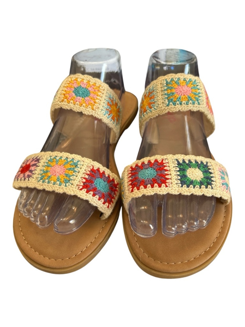 Jellypop Crochet Boho Sandals Colorful Granny Square Festival Size 10 - Picture 3 of 9